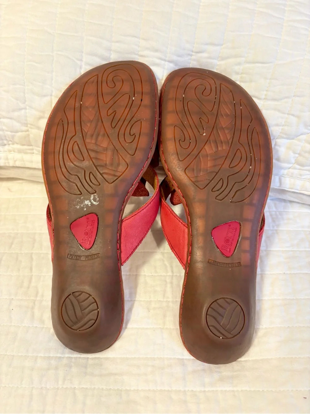 Born Red Leather Floral Slide Sandals